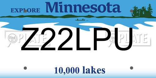 Z22LPU Minnesota License Plate