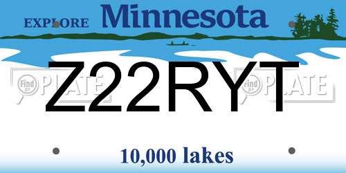 Z22RYT Minnesota License Plate