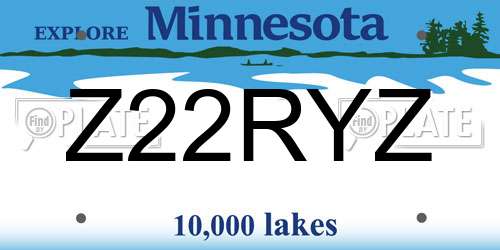Z22RYZ Minnesota License Plate