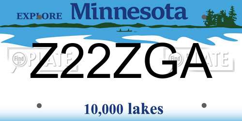 Z22ZGA Minnesota License Plate