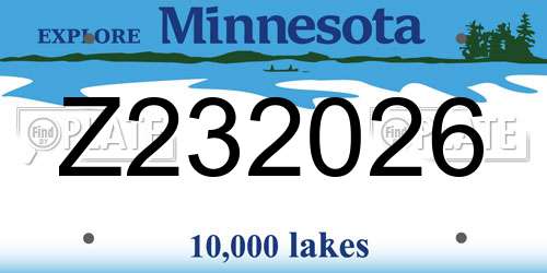 Z232026 Minnesota License Plate
