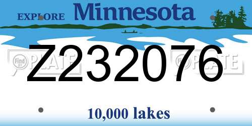 Z232076 Minnesota License Plate