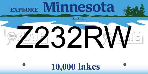 Z232RW Minnesota License Plate