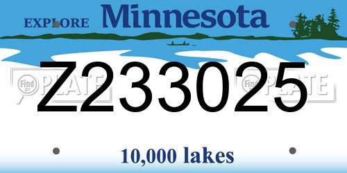 Z233025 Minnesota License Plate
