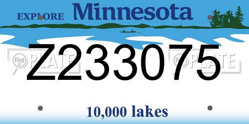 Z233075 Minnesota License Plate