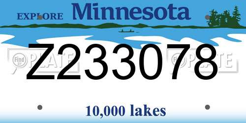 Z233078 Minnesota License Plate