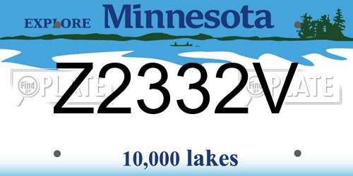 Z2332V Minnesota License Plate
