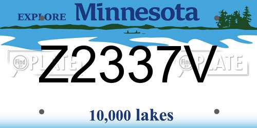 Z2337V Minnesota License Plate