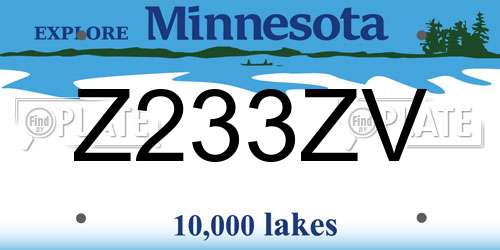 Z233ZV Minnesota License Plate