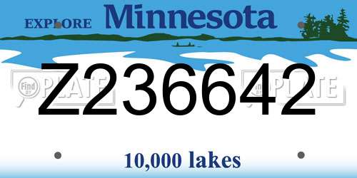 Z236642 Minnesota License Plate