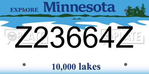 Z23664Z Minnesota License Plate