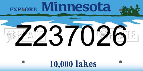 Z237026 Minnesota License Plate