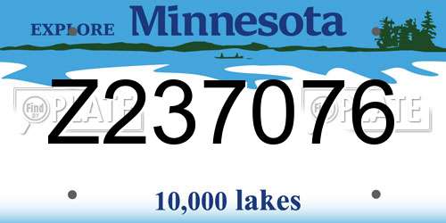 Z237076 Minnesota License Plate