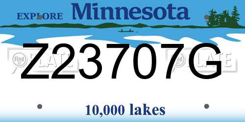 Z23707G Minnesota License Plate