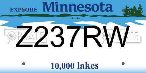 Z237RW Minnesota License Plate