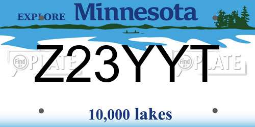 Z23YYT Minnesota License Plate