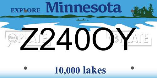 Z240OY Minnesota License Plate