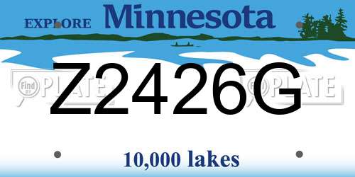 Z2426G Minnesota License Plate
