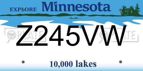 Z245VW Minnesota License Plate