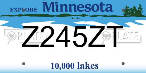 Z245ZT Minnesota License Plate
