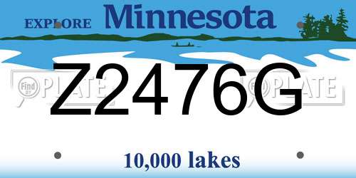 Z2476G Minnesota License Plate