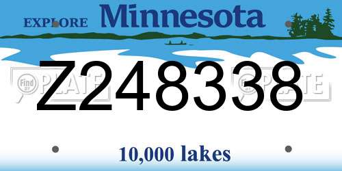 Z248338 Minnesota License Plate