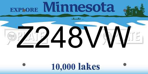Z248VW Minnesota License Plate