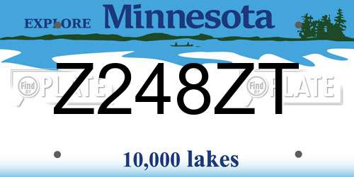 Z248ZT Minnesota License Plate