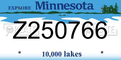 Z250766 Minnesota License Plate