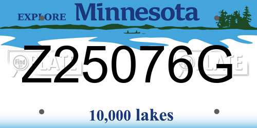 Z25076G Minnesota License Plate