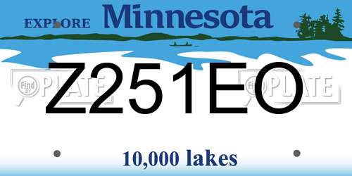 Z251EO Minnesota License Plate