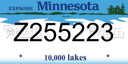 Z255223 Minnesota License Plate