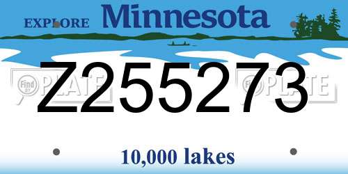 Z255273 Minnesota License Plate
