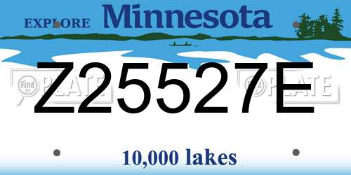 Z25527E Minnesota License Plate