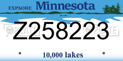 Z258223 Minnesota License Plate