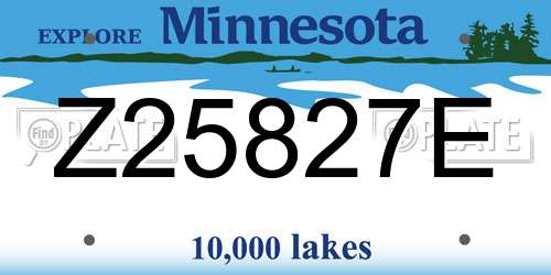 Z25827E Minnesota License Plate
