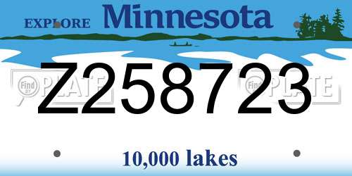 Z258723 Minnesota License Plate