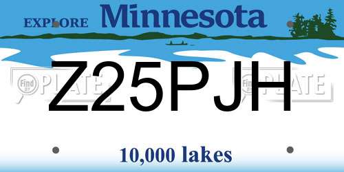Z25PJH Minnesota License Plate