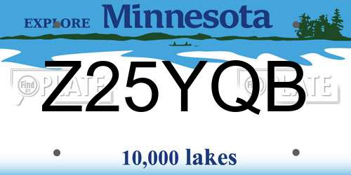 Z25YQB Minnesota License Plate