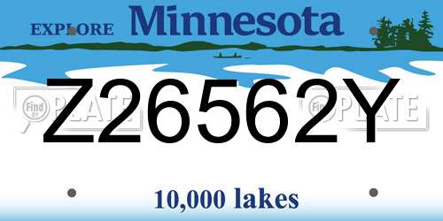 Z26562Y Minnesota License Plate