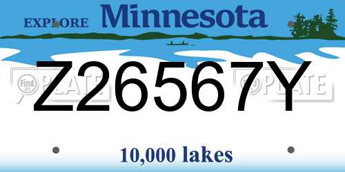 Z26567Y Minnesota License Plate