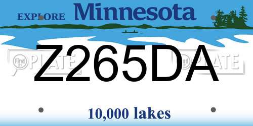 Z265DA Minnesota License Plate