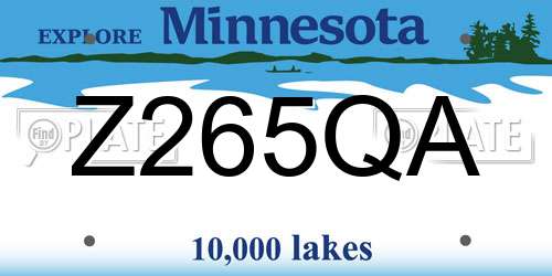 Z265QA Minnesota License Plate