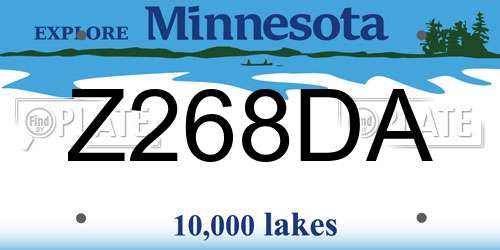 Z268DA Minnesota License Plate