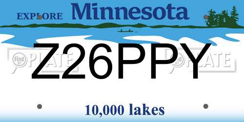 Z26PPY Minnesota License Plate