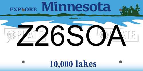 Z26SOA Minnesota License Plate