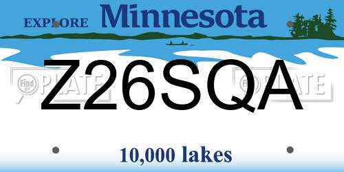 Z26SQA Minnesota License Plate