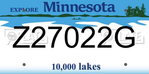 Z27022G Minnesota License Plate