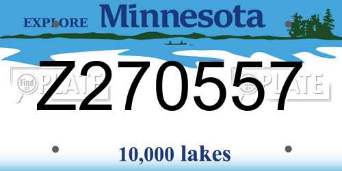 Z270557 Minnesota License Plate