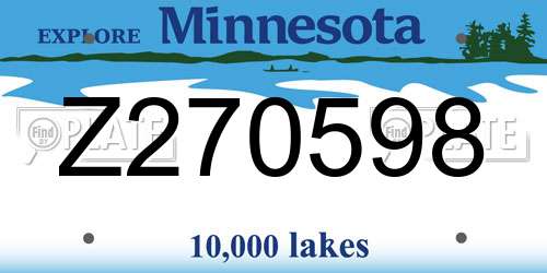 Z270598 Minnesota License Plate
